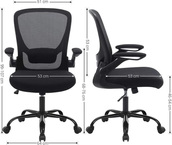 Ergonomisk kontorstol - Mesh - Tiltable - Folding armlæn