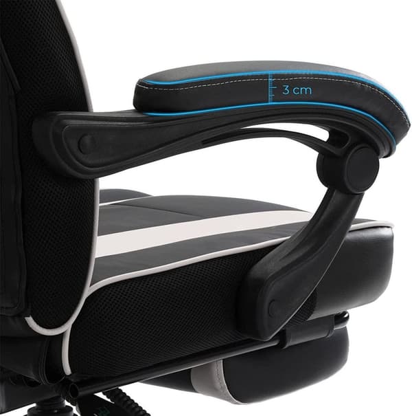 Spilstol med fodstøtte - Ergonomisk kontorstol - Racingstol - Gamingstol - Med ryg og pude