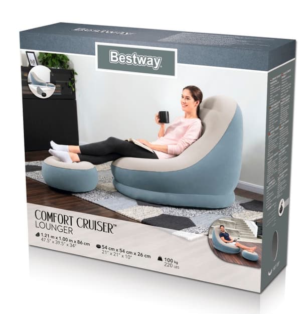 Bestway Comfort Cruiser Gråblå Liggstol 121x 100x86cm