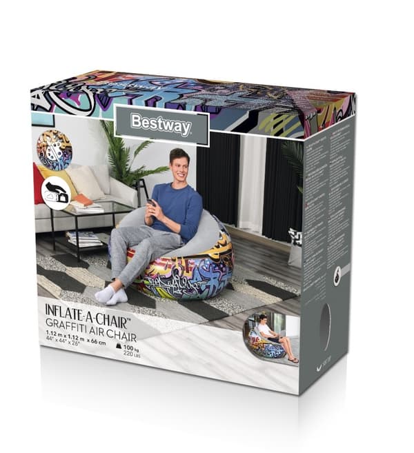 Bestway Graffiti Luftstol 112 x 112 x 66cm