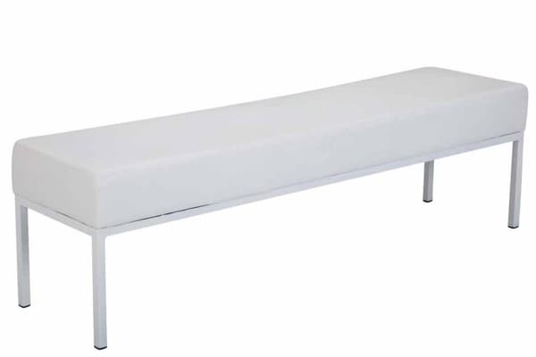 4-personers sofa Newton imiteret l�der hvid hvid 40x160x46 hvid kunstl�der metal