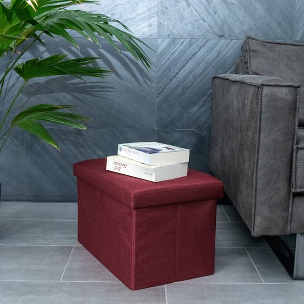 Fällbar Pall 49x30x30 cm Sittkub med förvaringsutrymme och lock av tyg med hålor Sits kub fotstöd förvaringslåda bröst ottoman