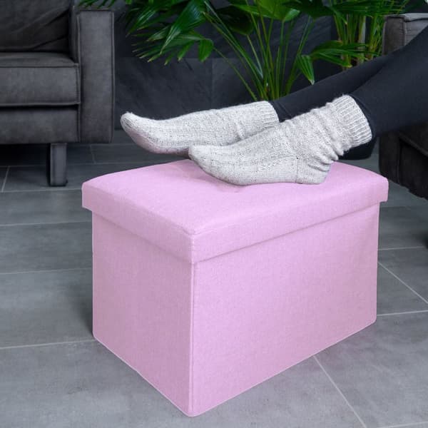Fällbar Pall 49x30x30 cm Sittkub med förvaringsutrymme och lock av tyg med hålor Sits kub fotstöd förvaringslåda bröst ottoman