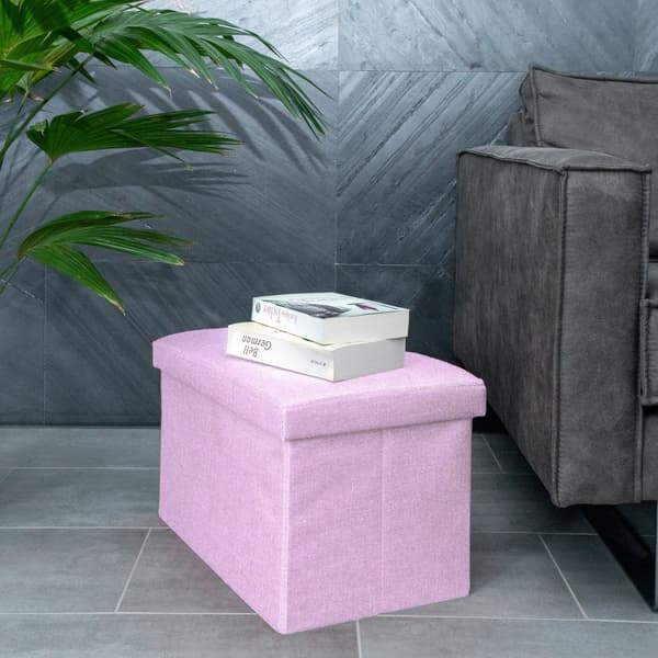 Fällbar Pall 49x30x30 cm Sittkub med förvaringsutrymme och lock av tyg med hålor Sits kub fotstöd förvaringslåda bröst ottoman