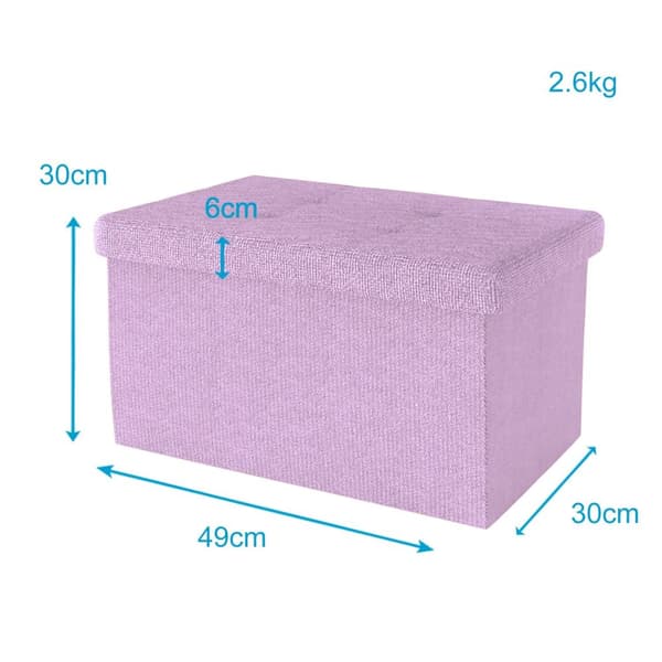 Fällbar Pall 49x30x30 cm Sittkub med förvaringsutrymme och lock av tyg med hålor Sits kub fotstöd förvaringslåda bröst ottoman