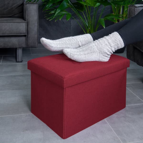Fällbar Pall 49x30x30 cm Sittkub med förvaringsutrymme och lock av tyg med hålor Sits kub fotstöd förvaringslåda bröst ottoman