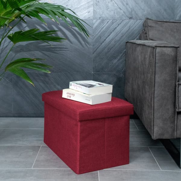 Fällbar Pall 49x30x30 cm Sittkub med förvaringsutrymme och lock av tyg med hålor Sits kub fotstöd förvaringslåda bröst ottoman