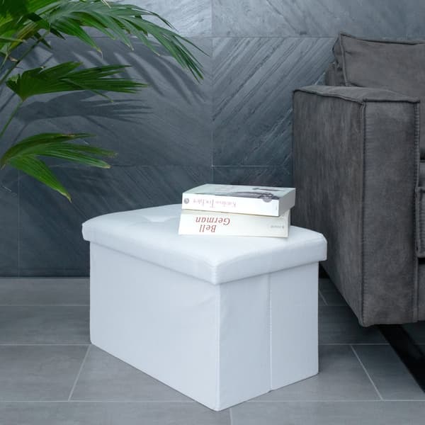 Fällbar Pall 49x30x30 cm Sittkub med förvaringsutrymme och lock av tyg med hålor Sits kub fotstöd förvaringslåda bröst ottoman