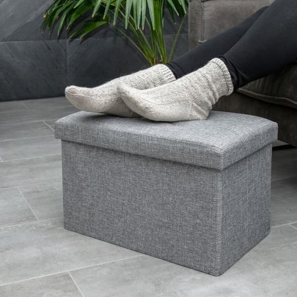 Fällbar Pall 49x30x30 cm Sittkub med förvaringsutrymme och lock av tyg med hålor Sits kub fotstöd förvaringslåda bröst ottoman