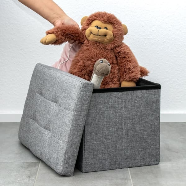 Fällbar Pall 49x30x30 cm Sittkub med förvaringsutrymme och lock av tyg med hålor Sits kub fotstöd förvaringslåda bröst ottoman