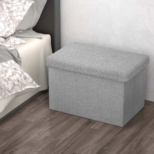 Fällbar Pall 49x30x30 cm Sittkub med förvaringsutrymme och lock av tyg med hålor Sits kub fotstöd förvaringslåda bröst ottoman