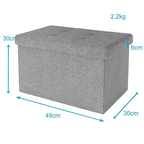 Fällbar Pall 49x30x30 cm Sittkub med förvaringsutrymme och lock av tyg med hålor Sits kub fotstöd förvaringslåda bröst ottoman