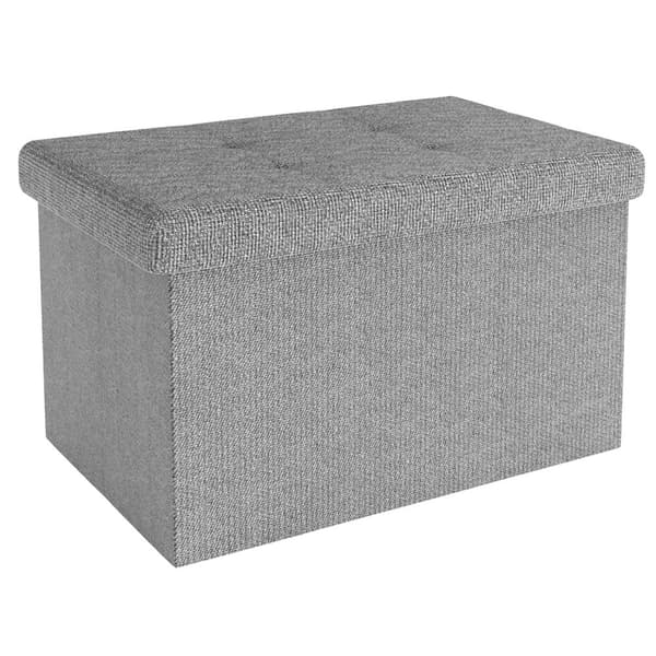 Fällbar Pall 49x30x30 cm Sittkub med förvaringsutrymme och lock av tyg med hålor Sits kub fotstöd förvaringslåda bröst ottoman