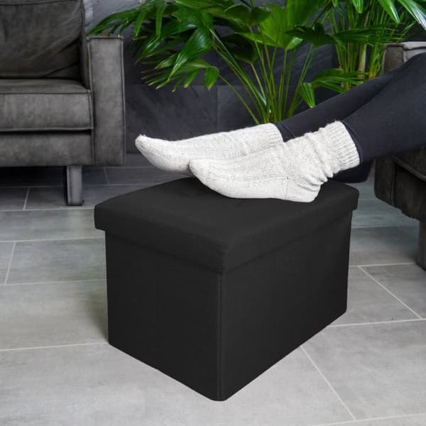 Fällbar Pall 49x30x30 cm Sittkub med förvaringsutrymme och lock av tyg med hålor Sits kub fotstöd förvaringslåda bröst ottoman