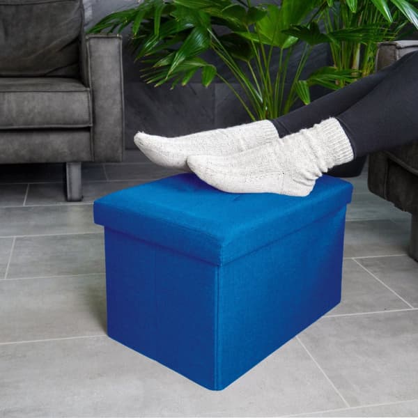 Fällbar Pall 49x30x30 cm Sittkub med förvaringsutrymme och lock av tyg med hålor Sits kub fotstöd förvaringslåda bröst ottoman
