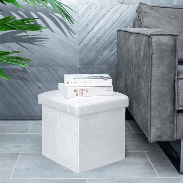 Fällbar Pall 30x30x30 cm Sittkub med förvaringsutrymme och lock av tyg med hålor Sits kub fotstöd förvaringslåda bröst ottoman