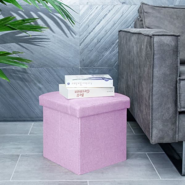 Fällbar Pall 30x30x30 cm Sittkub med förvaringsutrymme och lock av tyg med hålor Sits kub fotstöd förvaringslåda bröst ottoman