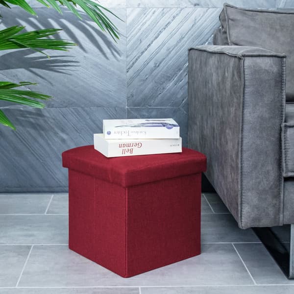 Fällbar Pall 30x30x30 cm Sittkub med förvaringsutrymme och lock av tyg med hålor Sits kub fotstöd förvaringslåda bröst ottoman