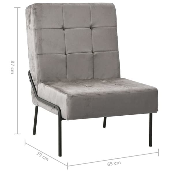 lænestol 65x79x87 cm fløjl lysegrå