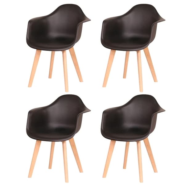 Ruokailutuoli, minimalistinen muotoilu, pyökki jalat, Musta