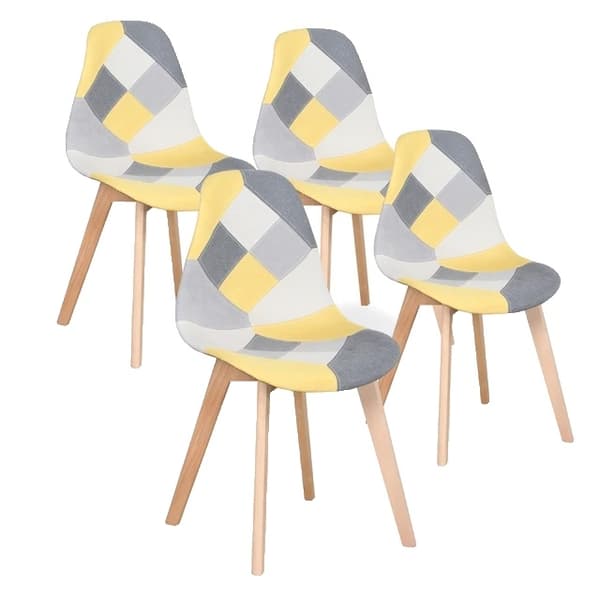 Nordiske spisestole, middelalderlig stil, bøgetræsben, Sort hvid grå Yellow