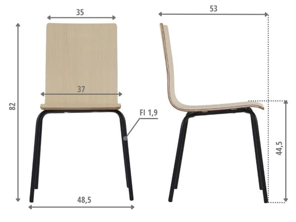 WERDI B stol i laminerad plywood, svart/natur
