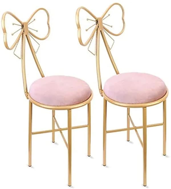 Rosa fløjl stole, påklædningsbord, bue ryglæn, Pink
