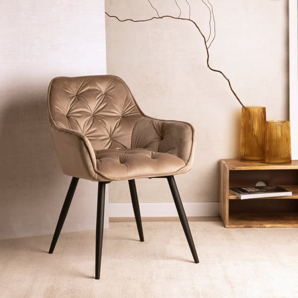 Stol | FLOSSI | fløjl beige | 57x63x84 cm | 845005