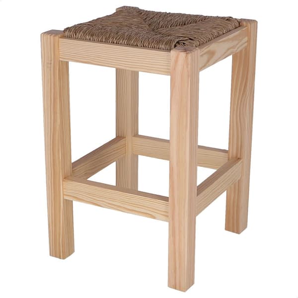 Wellhome Låg Fyrkantig Rustik Träbänk Utan Lack 32.5x32.5x48.5 Cm