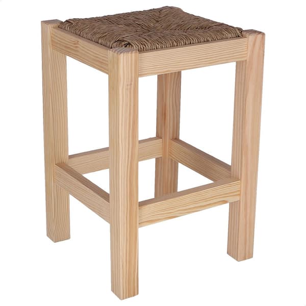 Wellhome Låg Fyrkantig Rustik Träbänk Utan Lack 32.5x32.5x48.5 Cm