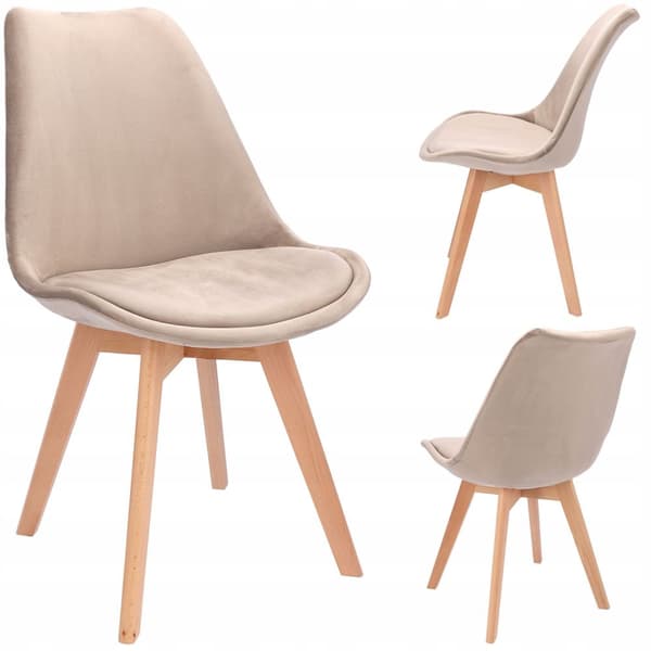 BARI pehmustettu beige samettituoli