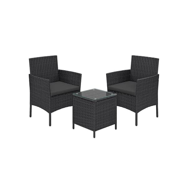 Garden Furniture Set - PE Polyrotan - Svart och grått