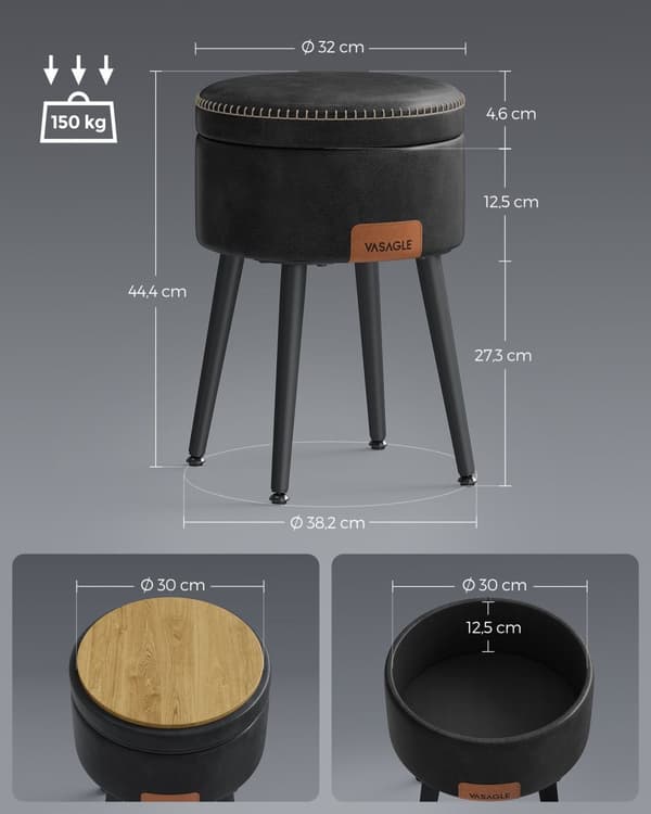 Ekho Collection-Stool-Mid Century Style-Zwart