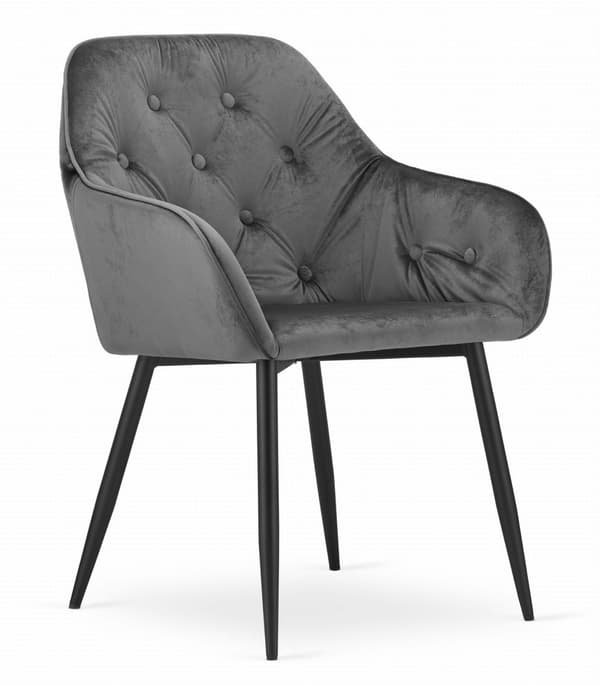 FORIO stol - grå sammet / svarta ben x 1