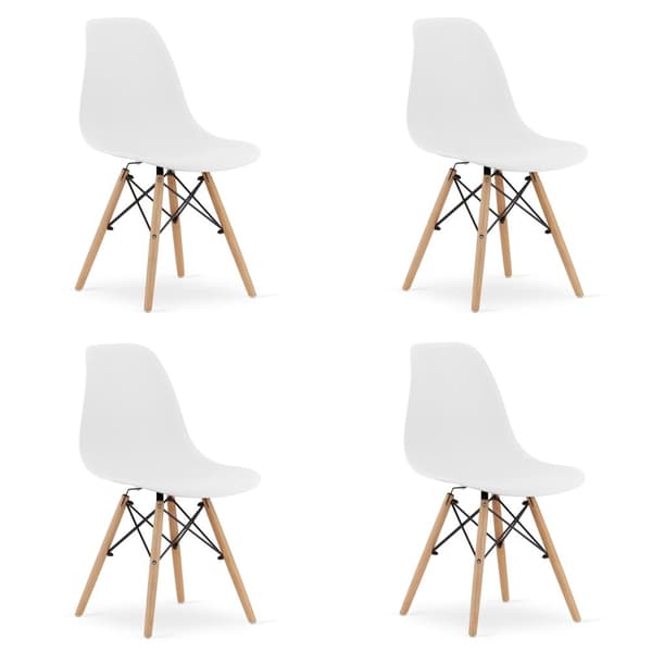 OSAKA stol hvide / naturlige ben x 4