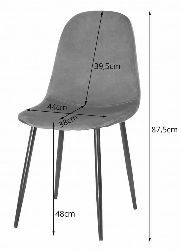 COMO stol - mörkgrå sammet x 4