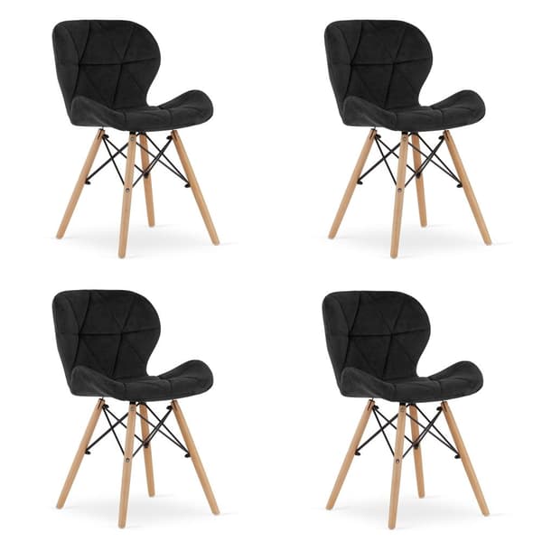 LAGO Velvet Chair - Svart x 4