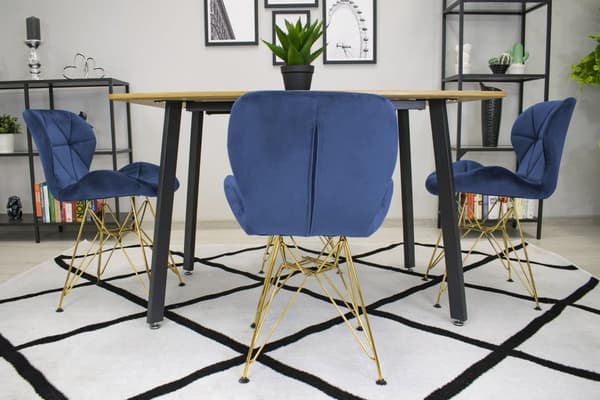NEST-tuoli - laivastonsininen sametti / kultaiset jalat x 4