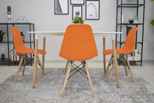 OSAKA stol orange / naturliga ben x 3
