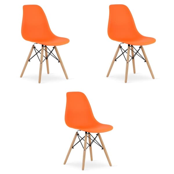 OSAKA stol orange / naturliga ben x 3