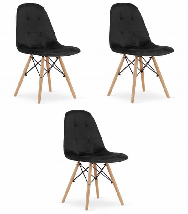 DUMO stol - Black Velvet x 3