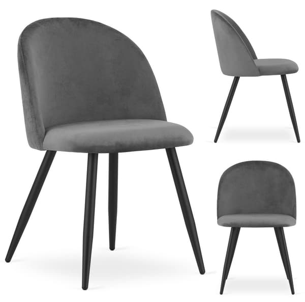 BELLO stol - mörkgrå sammet / svarta ben x 4