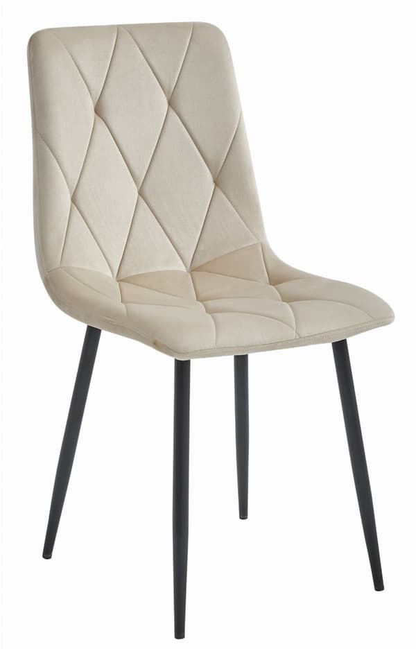 LIBRA stol - cool beige sammet / svarta ben x 4