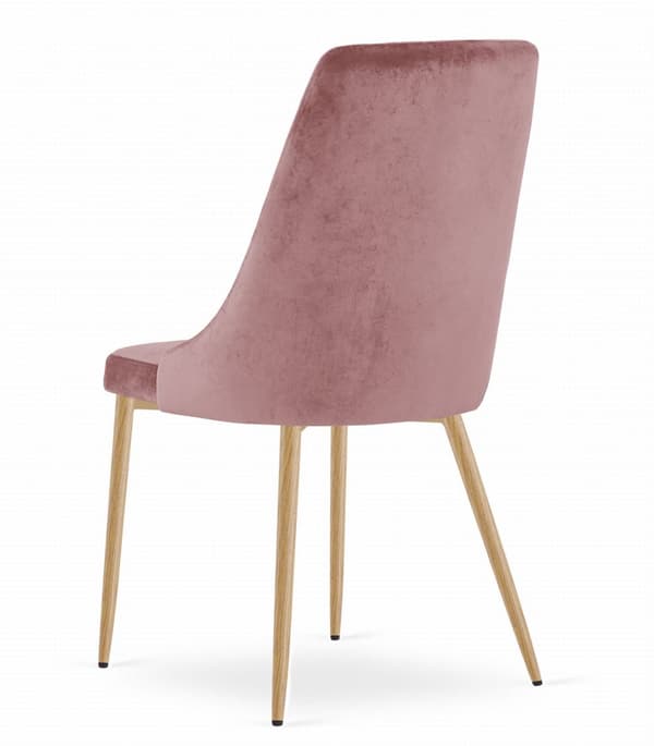 IMOLA stol - rosa sammet / träfärgade ben x 1