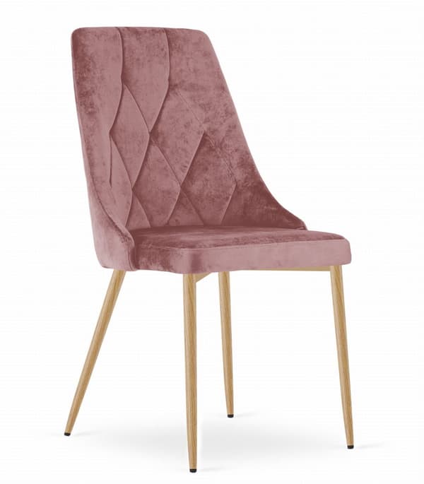 IMOLA stol - rosa sammet / träfärgade ben x 1