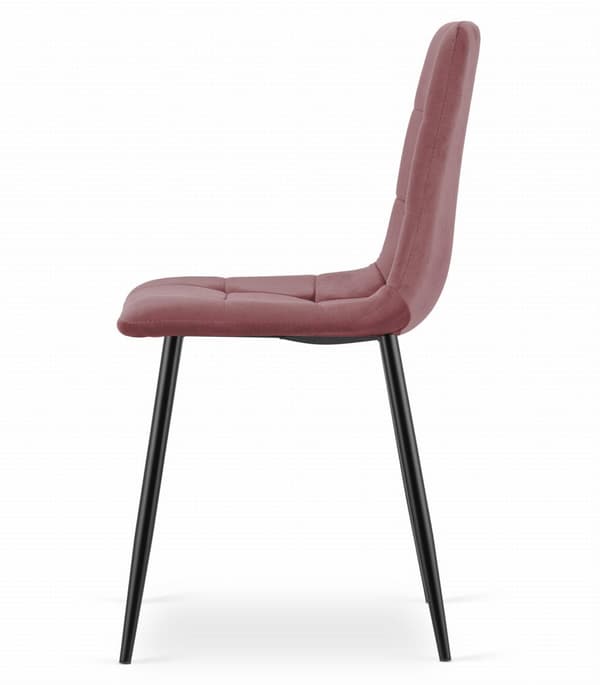 KARA stol - rosa sammet / svarta ben x 4