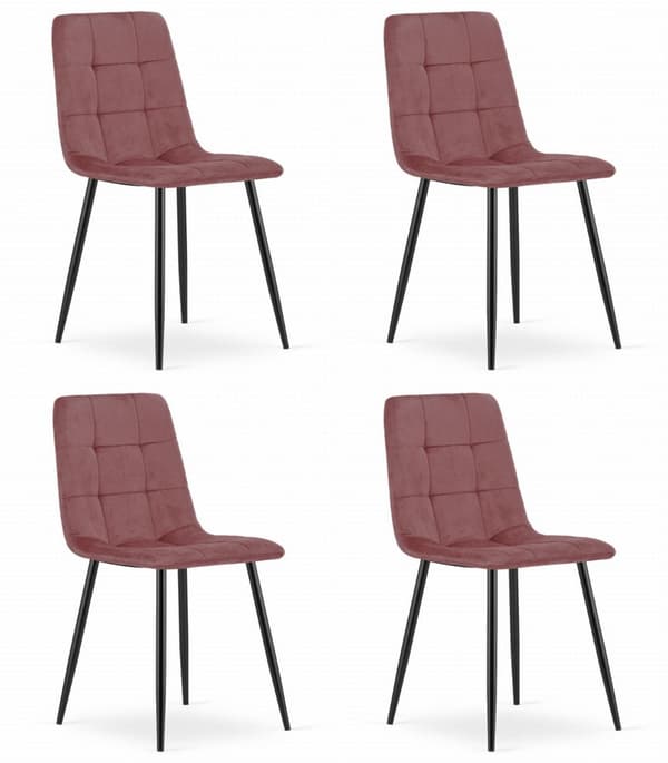 KARA stol - rosa sammet / svarta ben x 4