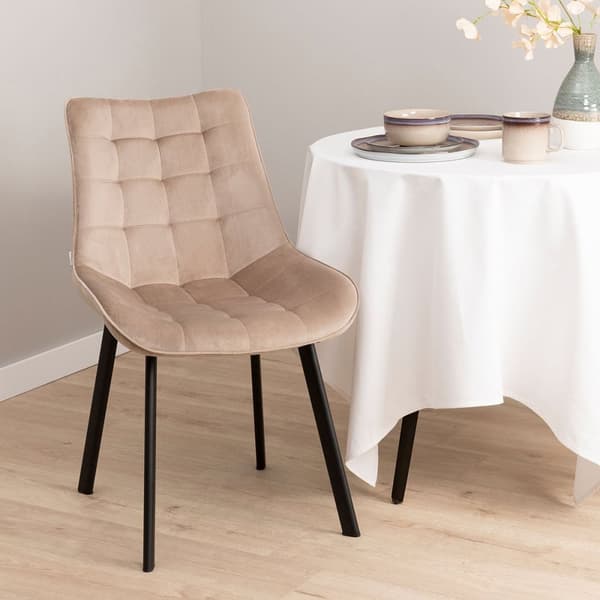 Stol | COLIN | fløjl beige | 53x61x88cm | 833989
