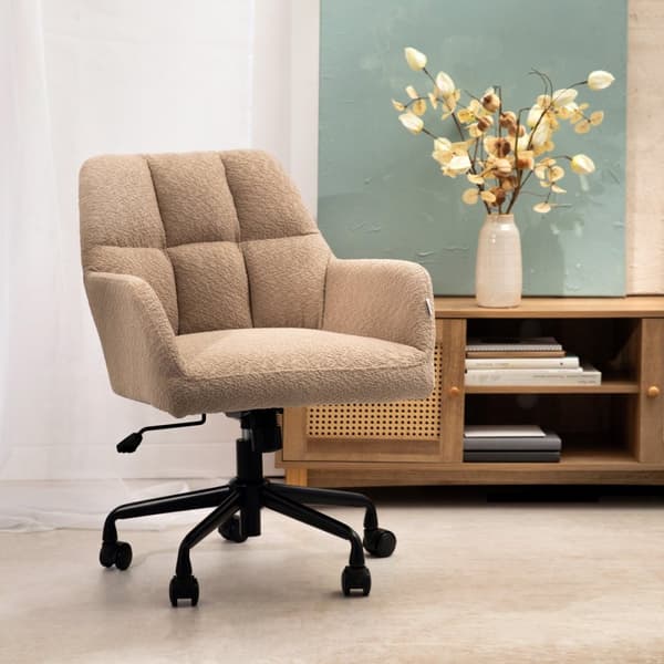 Stol | SEENSA | vridbeige i TEDDY-tyg | 58x67x81-89 cm | 895925