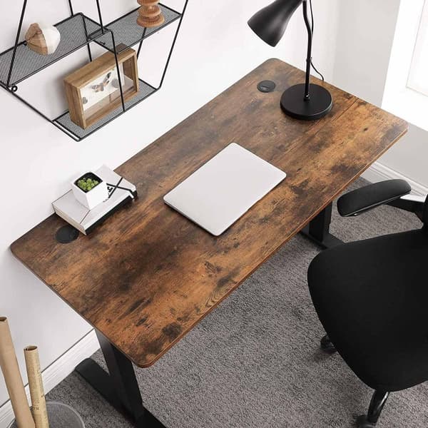 Skrivebord, SONGMICS, 140x70 cm, Brun-Sort